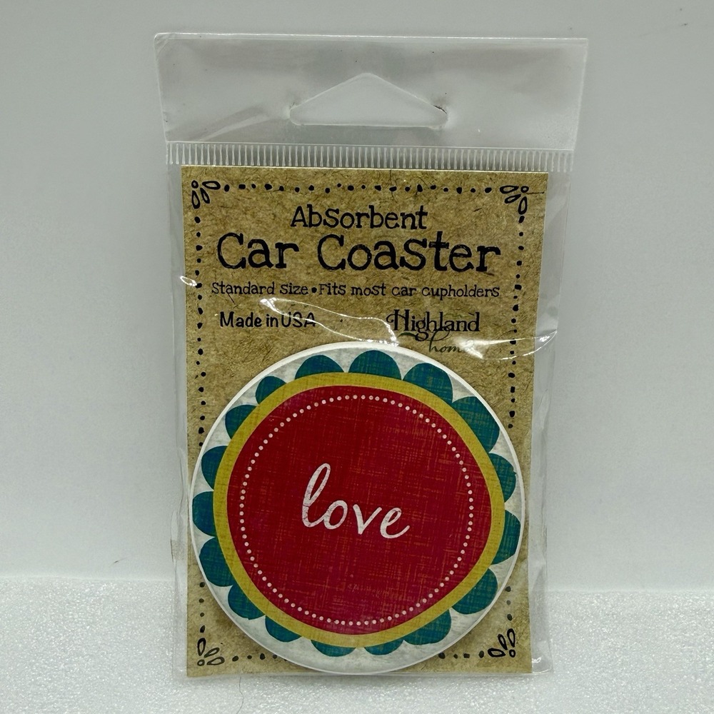 CounterArt Love Absorbent‎ Stoneware Car Coaster Made in USA